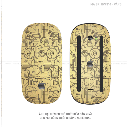 Skin Dán Chuột Apple Magic Mouse Vân Nổi Hình VI MẠCH 2023 Màu Vàng | UVPT14