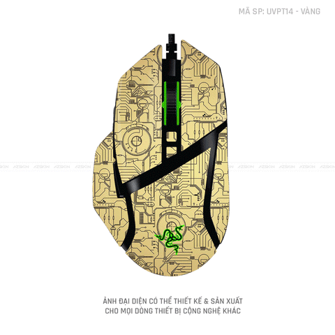 Skin Dán Chuột Razer Vân Nổi Hình Vi MẠCH 2023 Vàng | UVPT14