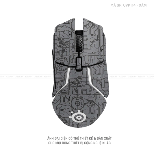 Skin Dán Chuột Steelseries Vân Nổi VI MẠCH 2023 Xám | UVPT14