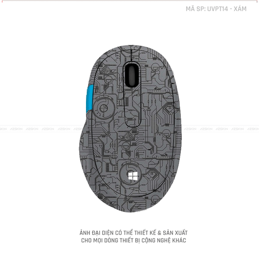 Skin Dán Chuột Microsoft Vân Nổi Hình VI MẠCH 2023 Màu Xám | UVPT14