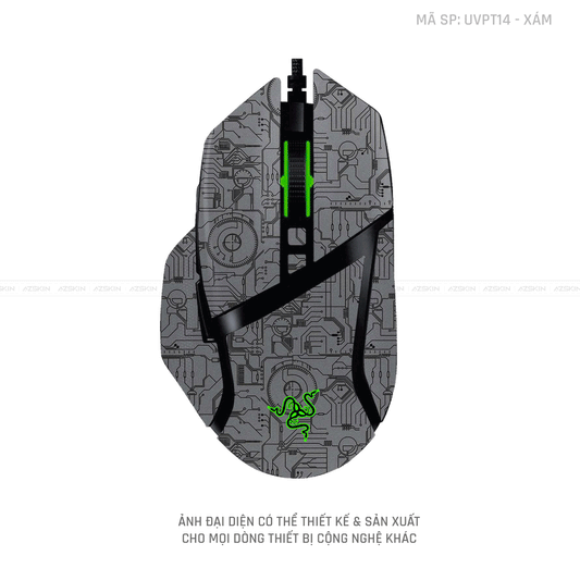 Skin Dán Chuột Razer Vân Nổi Hình Vi MẠCH 2023 Xám | UVPT14