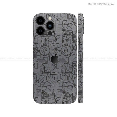 Dán Skin IPhone 14 Series Vân Vi Mạch 2023 Xám | UVPT14