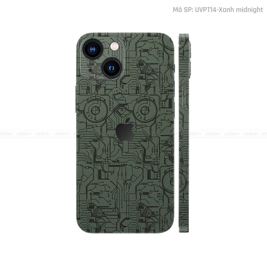 Dán Skin IPhone 14 Series Vân Vi Mạch 2023 Xanh | UVPT14