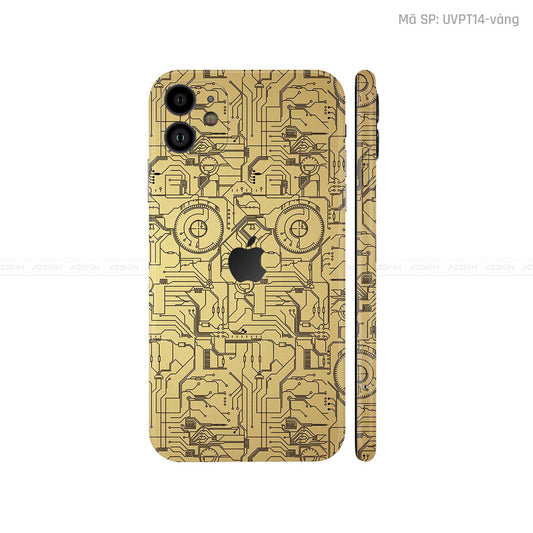 Dán Skin IPhone 11 Series Vân Vi Mạch 2023 Vàng Đồng | UVPT14