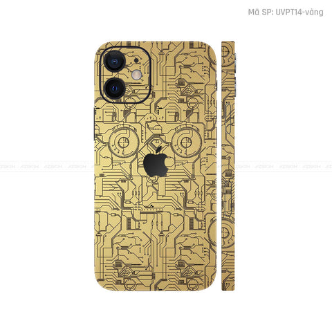 Dán Skin IPhone 12 Series Vân Nổi Vi Mạch Vàng Đồng | UVPT14