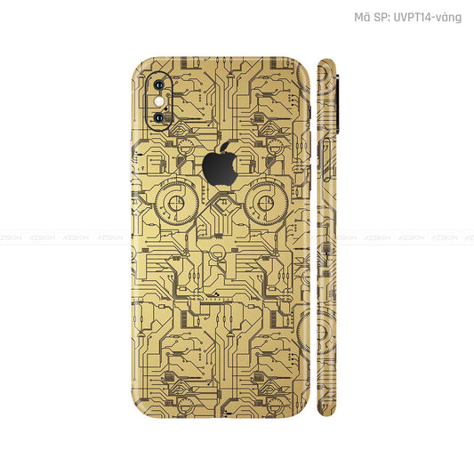 Dán Skin IPhone X Series Vân Vi Mạch 2023 Vàng Đồng | UVPT14