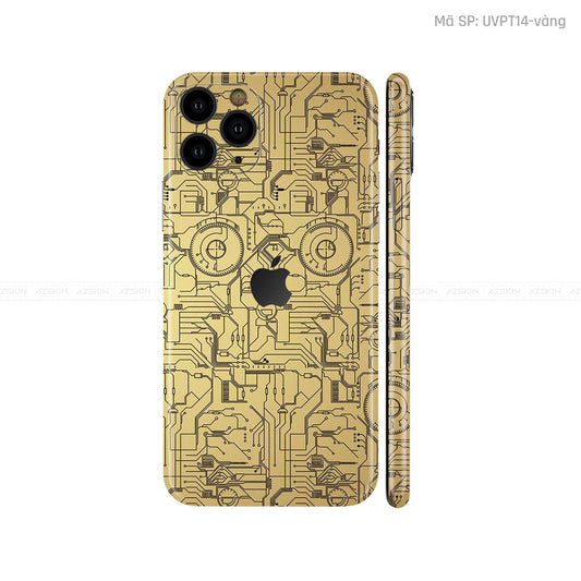 Dán Skin IPhone 11 Series Vân Vi Mạch 2023 Vàng Đồng | UVPT14