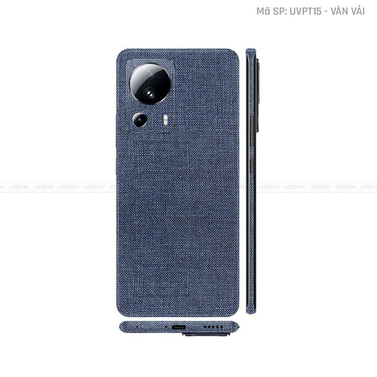 Dán Skin Xiaomi 13 Series Vân Nổi Vân Vải Xanh | UVPT15