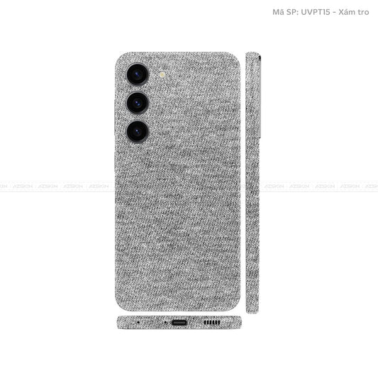 Dán Skin Samsung Galaxy S24 Series Vân Nổi Vân Vải Xám | UVPT15
