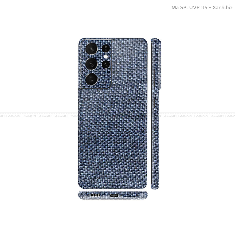 Dán Skin Galaxy S21 Series Vân Vải Xanh Bò | UVPT15