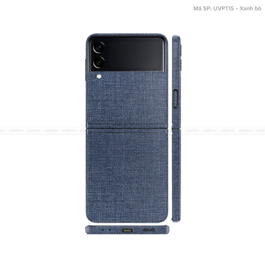 Dán Skin Galaxy Zflip3 Vân Vải Xanh Blue | UVPT15
