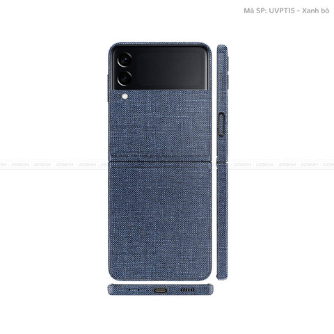 Dán Skin Galaxy Zflip3 Vân Vải Xanh Blue | UVPT15