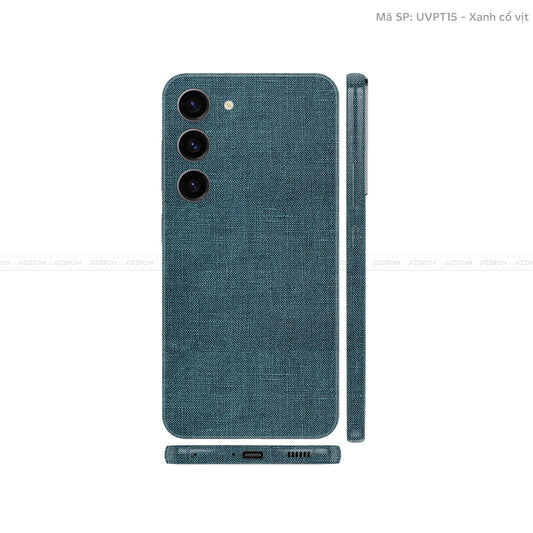 Dán Skin Galaxy S23 Series Vân Vải Xanh Cổ Vịt | UVPT15