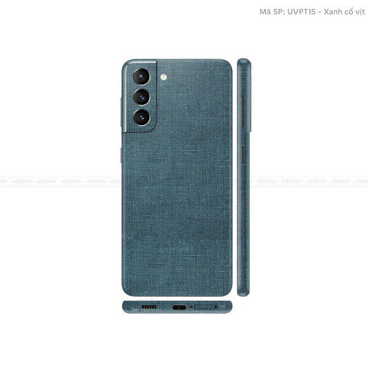 Dán Skin Galaxy S21 Series Vân Vải Xanh Cổ Vịt| UVPT15