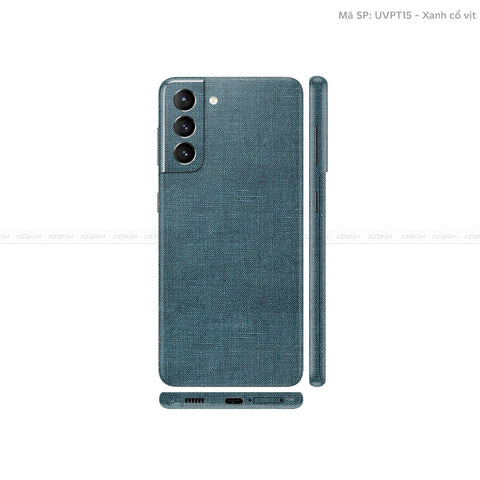 Dán Skin Galaxy S21 Series Vân Vải Xanh Cổ Vịt| UVPT15