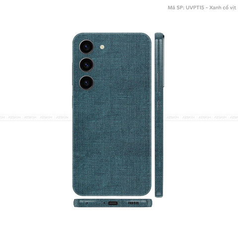 Dán Skin Galaxy S23 Series Vân Vải Xanh Cổ Vịt | UVPT15