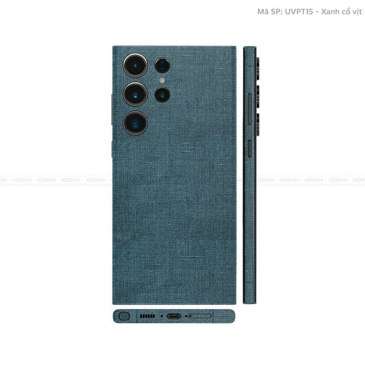 Dán Skin Galaxy S23 Series Vân Vải Xanh Cổ Vịt | UVPT15