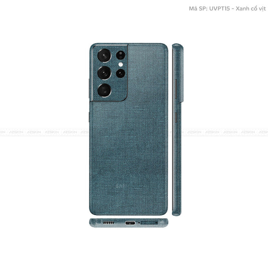 Dán Skin Galaxy S21 Series Vân Vải Xanh Cổ Vịt| UVPT15