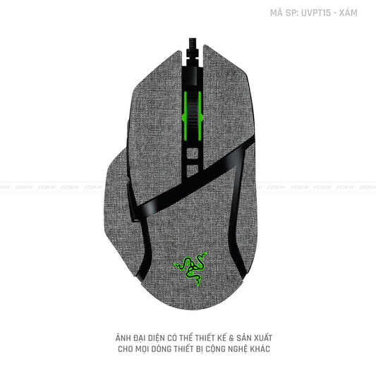 Skin Dán Chuột Razer Vân Nổi Hình Vân Vải Xám | UVPT15
