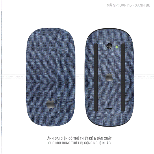 Skin Dán Chuột Apple Magic Mouse Vân Nổi Hình Vân Vải Màu Xanh Bò | UVPT15
