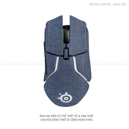 Skin Dán Chuột Steelseries Vân Nổi Vân Vải Xanh Blue | UVPT15