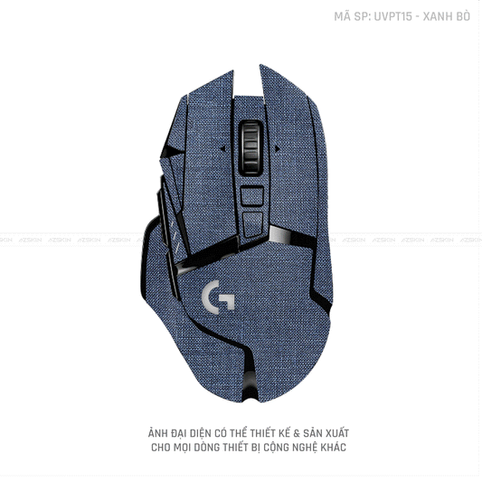 Skin Dán Chuột Logitech Vân Nổi Vân Vải Xanh Bò | UVPT15