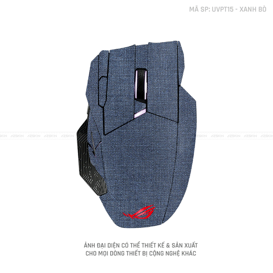 Skin Dán Chuột Asus Vân Nổi Hình Vân Vải Xanh Bò | UVPT15