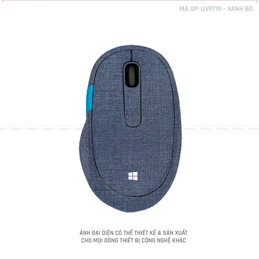Skin Dán Chuột Microsoft Vân Nổi Hình Vân Vải Màu Xanh Bò | UVPT15