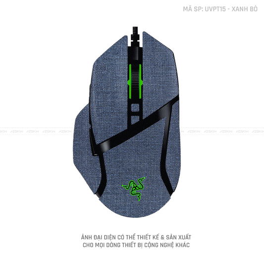 Skin Dán Chuột Razer Vân Nổi Hình Vân Vải Xanh Bò | UVPT15