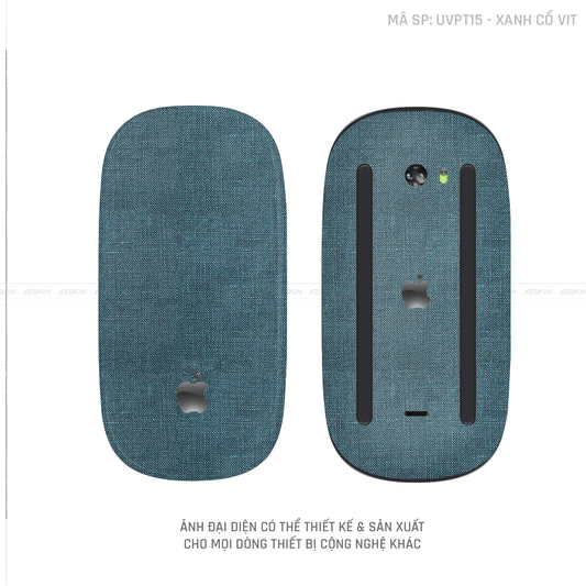 Skin Dán Chuột Apple Magic Mouse Vân Nổi Hình Vân Vải Màu Xanh Cổ Vịt | UVPT15