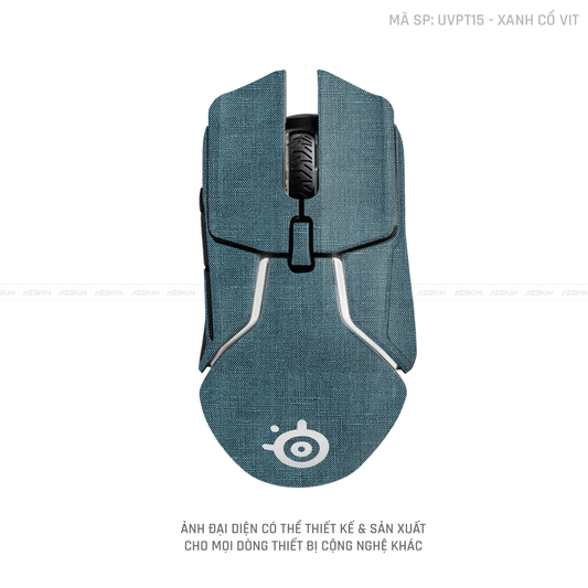 Skin Dán Chuột Steelseries Vân Nổi Vân Vải Xanh Cổ Vịt | UVPT15