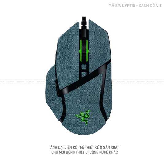 Skin Dán Chuột Razer Vân Nổi Hình Vân Vải Xanh Cổ Vịt | UVPT15