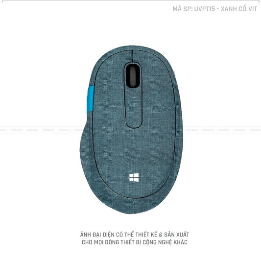 Skin Dán Chuột Microsoft Vân Nổi Hình Vân Vải Màu Xanh Cổ Vịt | UVPT15