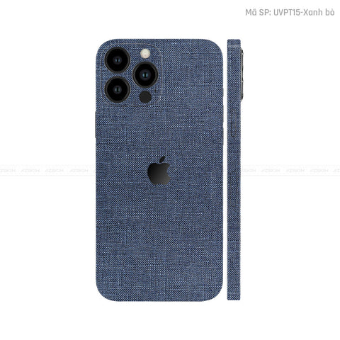 Dán Skin IPhone 14 Series Vân Vải Xanh Blue | UVPT15
