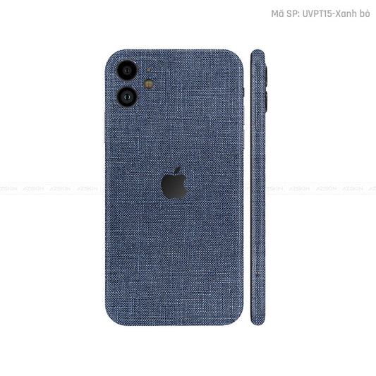 Dán Skin IPhone 11 Series Vân Vải Xanh Blue | UVPT11