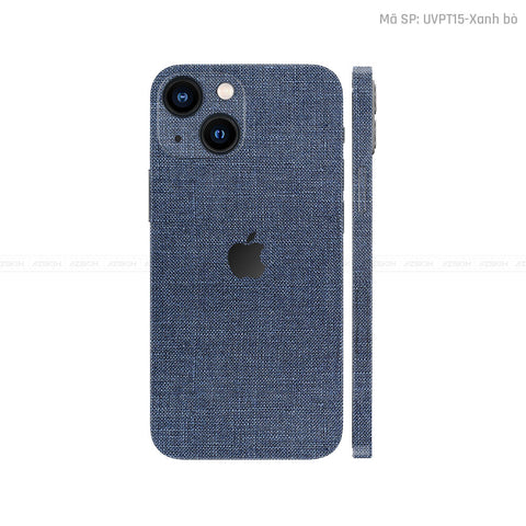 Dán Skin IPhone 13 Series Vân Vải Xanh Blue | UVPT15