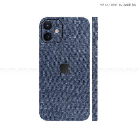 Dán Skin IPhone 12 Series Vân Vải Xanh Blue | UVPT15
