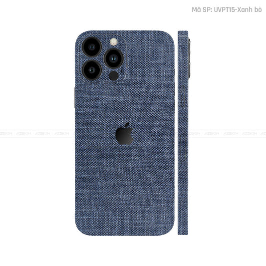 Dán Skin IPhone 12 Series Vân Vải Xanh Blue | UVPT15