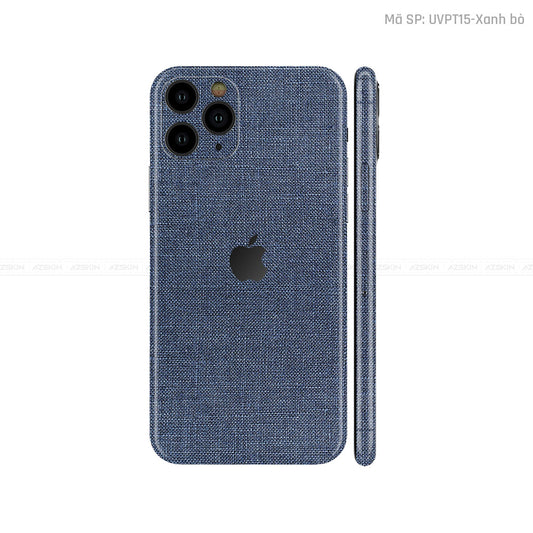 Dán Skin IPhone 11 Series Vân Vải Xanh Blue | UVPT11