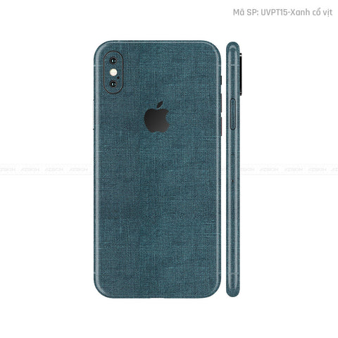 Dán Skin 3M IPhone X Series Vân Vải Xanh Cổ Vịt | UVPT15