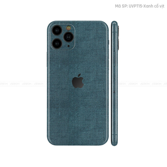 Dán Skin IPhone 11 Series Vân Vải Xanh Cổ Vịt | UVPT11