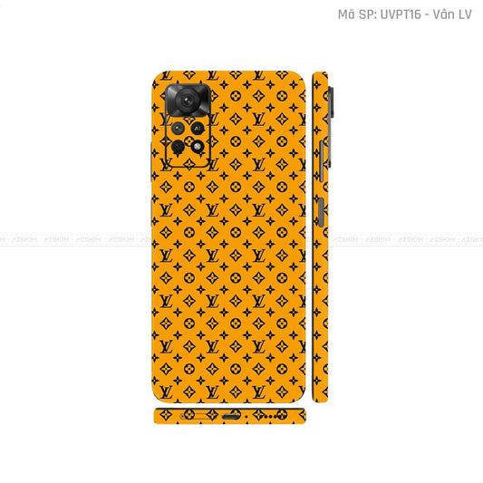 Dán Skin Xiaomi Redmi Note 11 Series Vân Nổi LV Vàng | UVPT16