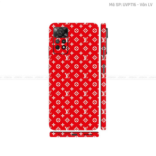 Dán Skin Xiaomi Redmi Note 11 Series Vân Nổi LV Đỏ | UVPT16