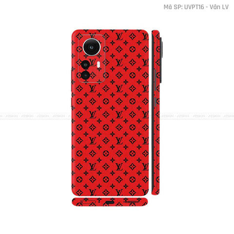 Dán Skin Xiaomi 12 Series Vân Nổi LV Đỏ Đen | UVPT16