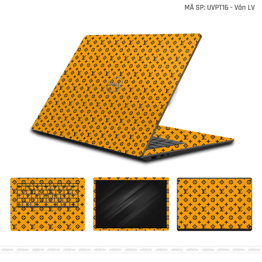 Dán Skin Laptop Dell Vân Pattern LV Vàng Đen | UVPT16