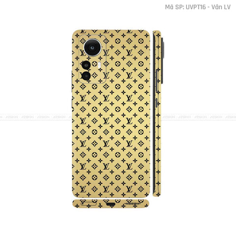 Dán Skin Xiaomi 12 Series Vân Nổi LV Vàng Đồng | UVPT16