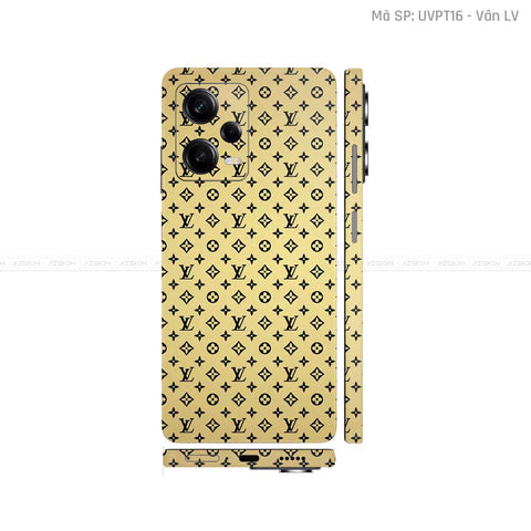 Dán Skin Xiaomi Redmi Note 12 Series Vân Nổi LV Vàng | UVPT16