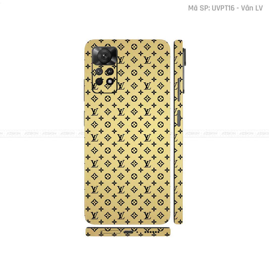 Dán Skin Xiaomi Redmi Note 11 Series Vân Nổi LV Vàng | UVPT16