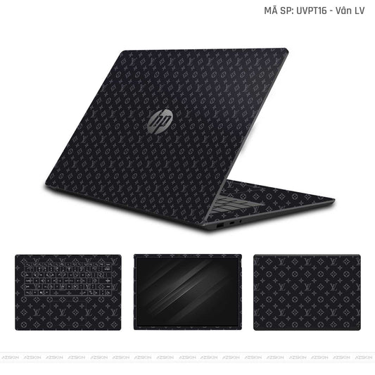 Dán Skin Laptop HP Vân Nổi Pattern LV Đen | UVPT16