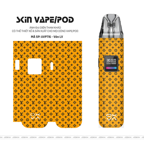 Dán Skin Pod Vân Nổi Vân LV Đen Vàng | UVPT16